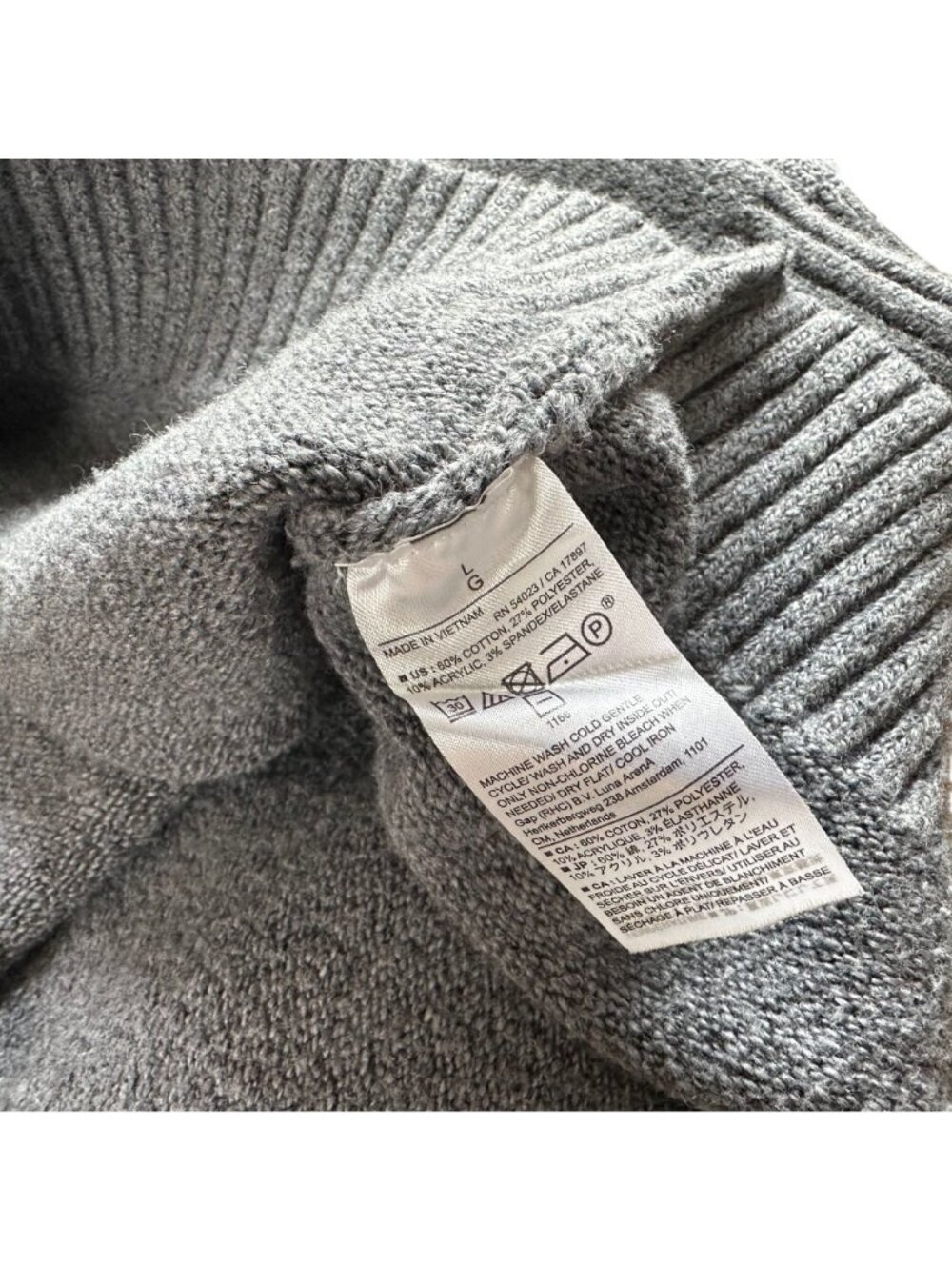 Banana Republic Pullover Sweater Gray Green Cotton Blend Long Sleeve Men Medium - Picture 5 of 7